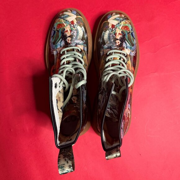 Men’s High-Top Canvas Boots Size 275 (US 9.5–10) – Chinese Art Print – Lace-Up - Picture 4 of 12